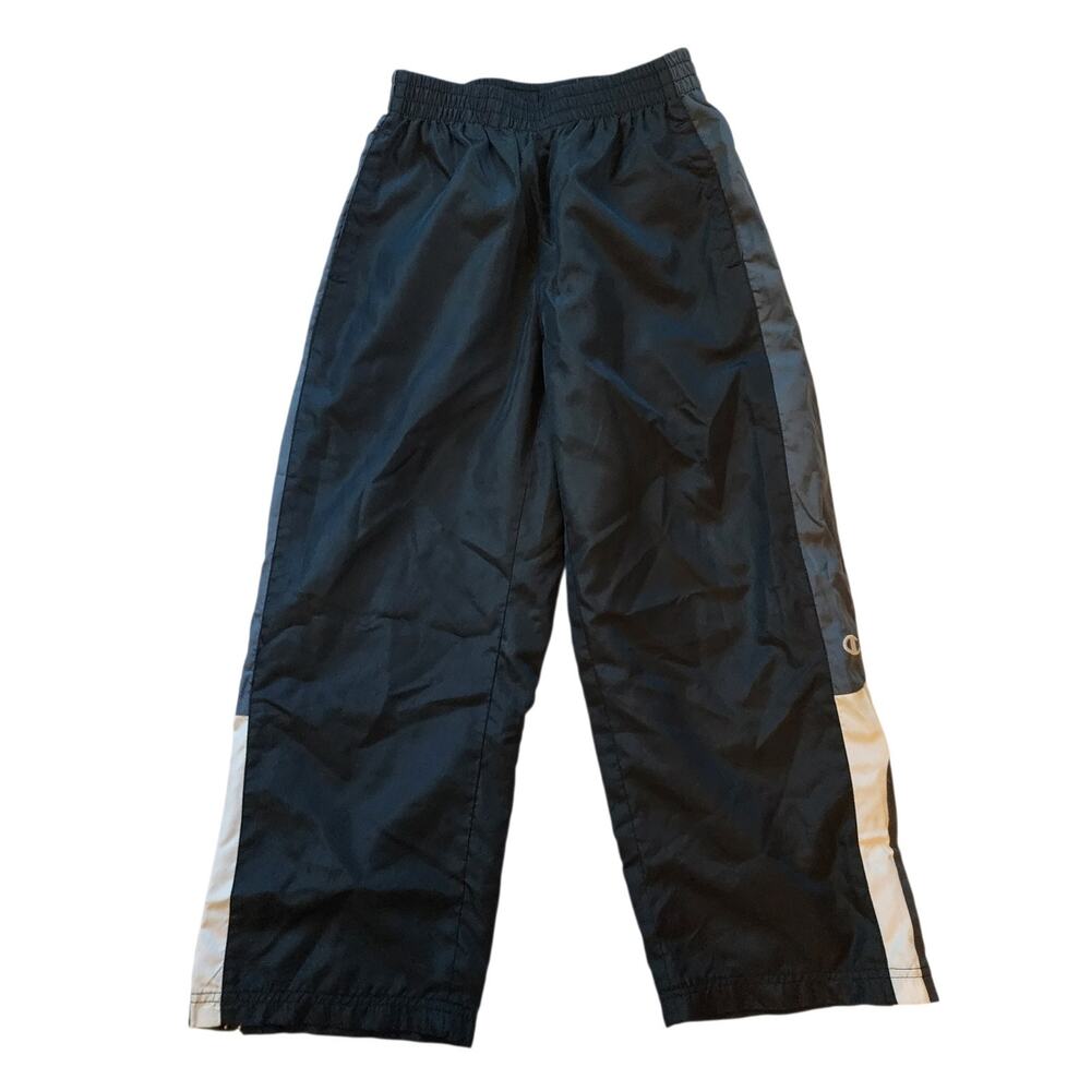 VTG Champion Boys Track Pants Size S Black Pull On Mesh Lined Zip Ankles Pockets